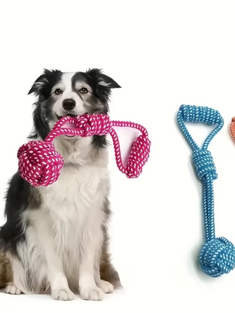 Durable Medium Rope Ball Tug Toy for Dogs -Choose Pink or Blue